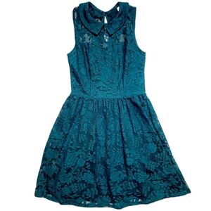 Xhilaration teal floral lace dress size small